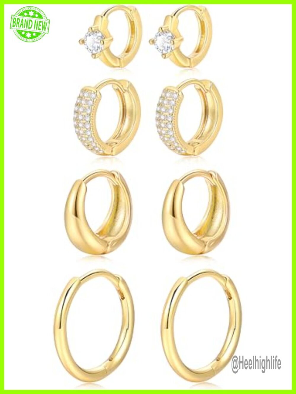 14K Gold Plated Small Hoop Huggie Earrings Set for Women Hypoallergenic
